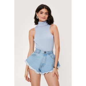 NASTY GAL Ribbed Turtleneck Racerback Bodysuit